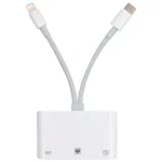 NK-107 Pro 3 in 1 USB-C / Type-C + 8 Pin Male to USB + RJ45 + 8 Pin Charging Female Interface Adapter - Image 2