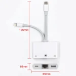 NK-107 Pro 3 in 1 USB-C / Type-C + 8 Pin Male to USB + RJ45 + 8 Pin Charging Female Interface Adapter - Image 3