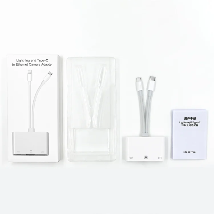 NA0022_3.webp NK-107 Pro 3 in 1 USB-C / Type-C + 8 Pin Male to USB + RJ45 + 8 Pin Charging Female Interface Adapter - Image 4