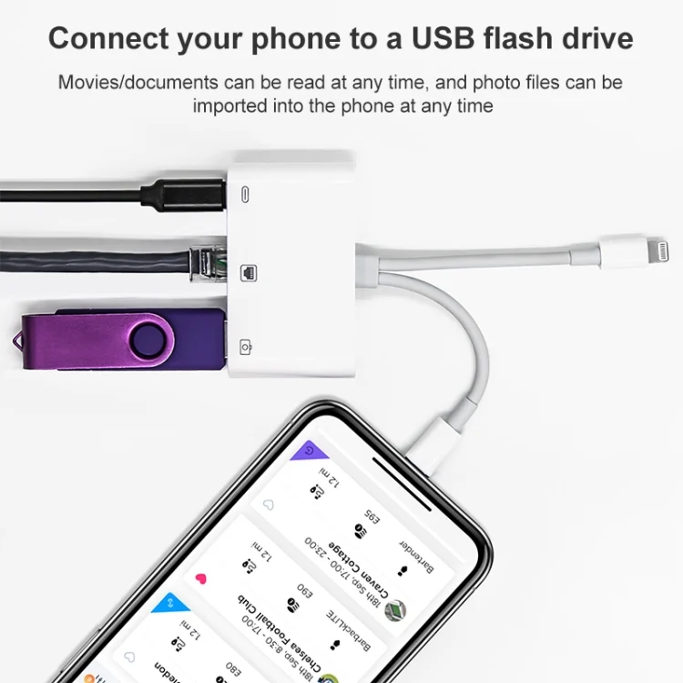 NA0022_5.webp NK-107 Pro 3 in 1 USB-C / Type-C + 8 Pin Male to USB + RJ45 + 8 Pin Charging Female Interface Adapter - Image 6