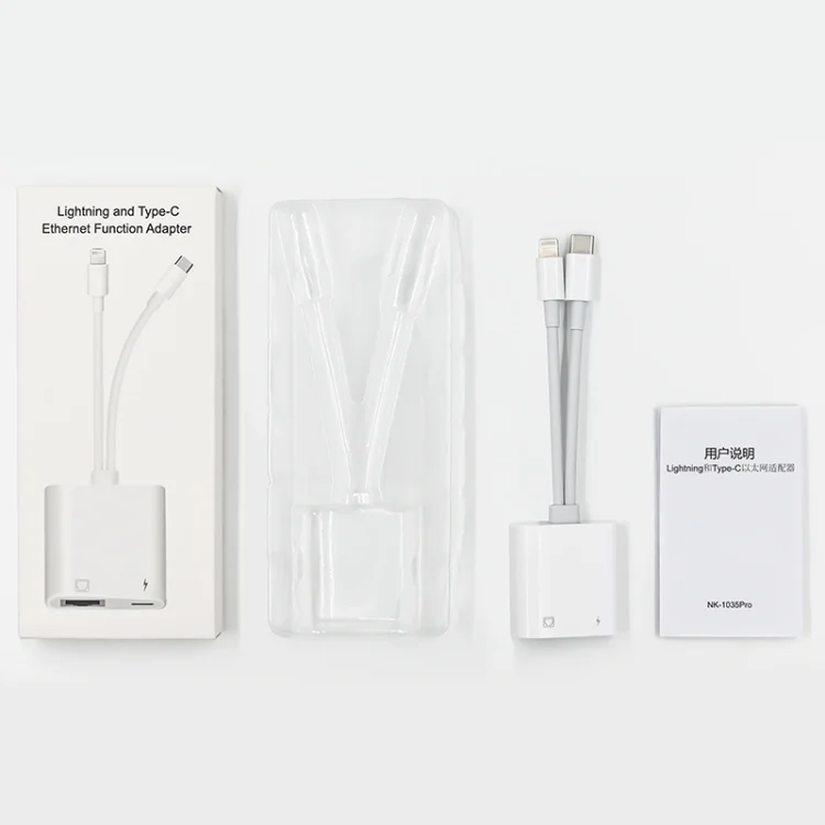 NA0023_3.webp NK-1035 Pro 2 in 1 USB-C / Type-C + 8 Pin Male to RJ45 + 8 Pin Charging Female Interface Adapter - Image 4