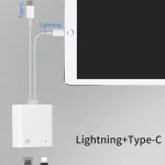 NK-1035 Pro 2 in 1 USB-C / Type-C + 8 Pin Male to RJ45 + 8 Pin Charging Female Interface Adapter - Image 7