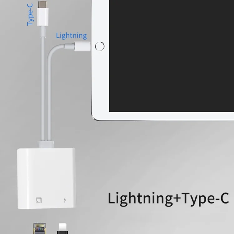 NA0023_6.webp NK-1035 Pro 2 in 1 USB-C / Type-C + 8 Pin Male to RJ45 + 8 Pin Charging Female Interface Adapter - Image 7