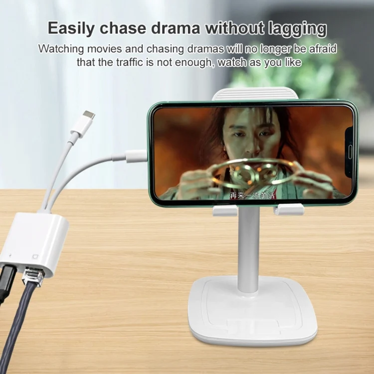 NA0023_8.webp NK-1035 Pro 2 in 1 USB-C / Type-C + 8 Pin Male to RJ45 + 8 Pin Charging Female Interface Adapter - Image 9