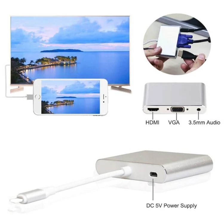 PC0210S_2.webp 3 in 1 8 Pin to HDMI / VGA / Audio Adapter - Image 3