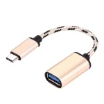 15cm Woven Style Metal Head USB-C / Type-C Male to USB 2.0 Female Data Cable - Image 2
