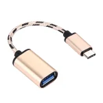 15cm Woven Style Metal Head USB-C / Type-C Male to USB 2.0 Female Data Cable - Image 3