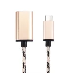 15cm Woven Style Metal Head USB-C / Type-C Male to USB 2.0 Female Data Cable - Image 4