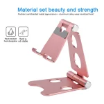 ROOSTAND R2 Aluminum Alloy Mobile Desktop Tablet Bracket Double Folding Lazy Artifact, Size: 6.4x7x9cm, R2 Champagne Gold, R2  Rose Gold, R2  Rose Red, R2  Silver, R2 Black - Image 4