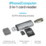 118 2 in 1 USB + 8 Pin Interfaces USB Flash Disk / Memory Card OTG Card Reader for IOS System Mobile Phone / Computer - Image 5