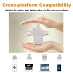 4 in 1 8 Pin + Micro USB + USB-C / Type-C to USB Metal Card Reader - Image 5