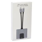 NK-1056Pro 3 in 1 8 Pin + USB-C / Type-C Male to 8 Pin Charging + Ethernet + 3.5mm Earphone Female Adapter - Image 4