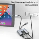 NK-1056Pro 3 in 1 8 Pin + USB-C / Type-C Male to 8 Pin Charging + Ethernet + 3.5mm Earphone Female Adapter - Image 8