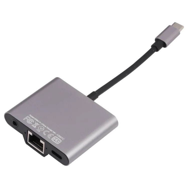 PC2126_2.webp NK-1056TC 3 in 1 USB-C / Type-C Male to USB-C / Type-C Charging + Ethernet + 3.5mm Earphone Female Adapter - Image 3