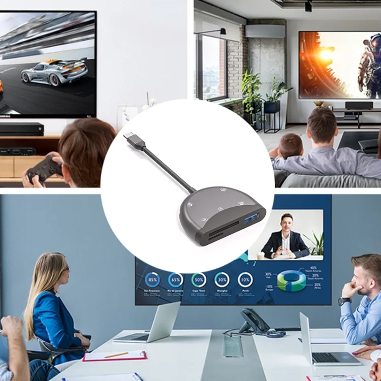PC2130_6.webp NK-3039 5 in 1 USB-C / Type-C Male to TF / SD Card Slot + 3 USB Female Adapter - Image 7