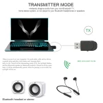KN330 3 in 1 USB Bluetooth 5.0 Adapter Audio Transmitter Receiver with Switch Button & 3.5mm AUX Interface - Image 5
