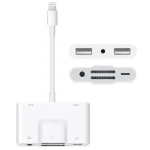 NK-1042 6 in 1 8 Pin Male to Dual USB + Dual SD Card + 3.5mm Audio Interface + 8 Pin Charging Interface Female Port Camera Adapter