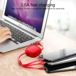 1.2m 3.5A Max 3 in 1 USB to USB-C / Type-C + 8Pin + Micro USB Retractable Charging Cable - Image 4