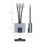 NK-1056S 3 in 1 8 Pin, Type-C, USB to 8 Pin Charging, Ethernet Port, 3.5mm Earphone Multifunctional Converter - Image 3