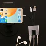 NK-1056S 3 in 1 8 Pin, Type-C, USB to 8 Pin Charging, Ethernet Port, 3.5mm Earphone Multifunctional Converter - Image 4