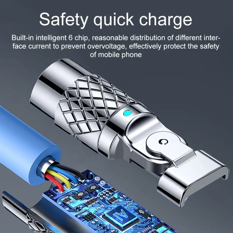 PC8230_B4.webp Mech Series 6A 120W USB to Type-C 180-degree Metal Plug Fast Charging Cable, Length: 1.2m, 1.2m Type-C, 1.2m 180-degree Type-C - Image 5
