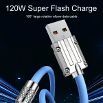 Mech Series 6A 120W USB to Type-C 180-degree Metal Plug Fast Charging Cable, Length: 1.8m, 1.8m Type-C, 1.8m 180-degree Type-C - Image 4