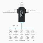 3 in 1 USB 3.0 to 8 Pin + Micro USB + USB-C / Type-C Interface Multifunctional OTG Adapter - Image 4