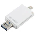 NK-208 3 in 1 i-Flash TF Card / SD Card Reader For 8 Pin + USB 2.0 + Micro USB Devices(Black), NK-208 White, NK-208 Black - Image 2