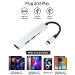 S-209 3 in 1 8 Pin Male to Dual USB 2.0 + USB 3.0 Female Adapter HUB, S-209 (Silver), S-209 (Silver Grey) - Image 2