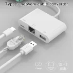 NK-107 TC 3 in 1 USB-C / Type-C Male to USB + Ethernet + Type-C Power Female Adapter - Image 5