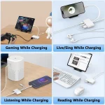 NK-109Pro USB-C/Type-C+8 Pin to USB+3.5mm+USB-C/Type-C Multifunctional Audio Adapter - Image 10