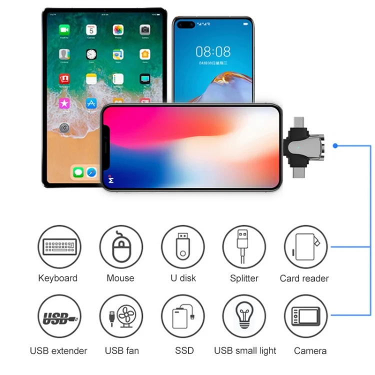 PC9018_B2.webp 3 In 1 OTG Adapter, USB to Type-C / Micro USB / 8 Pin - Image 3
