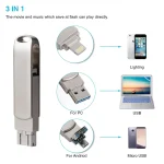Richwell 3 in 1 64G Micro USB + 8 Pin + USB 3.0 Metal Rotating Push-pull Flash Disk with OTG Function, 64G - Image 4