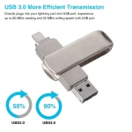 Richwell 3 in 1 64G Micro USB + 8 Pin + USB 3.0 Metal Rotating Push-pull Flash Disk with OTG Function, 64G - Image 5