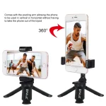 PULUZ Folding Plastic Tripod + Horizontal / Vertical Shooting Metal Clamp with Cold Shoe for iPhone, Galaxy, Huawei, Xiaomi, Sony, HTC, Google and other Smartphones - Image 12