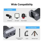 PULUZ Cold Shoes Aluminum Alloy Phone Clamp Holder Bracket - Image 4