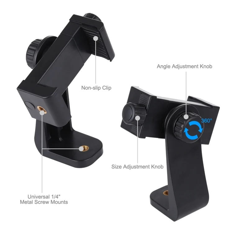 PU410_3.webp PULUZ 360 Degree Rotating Universal Horizontal Vertical Shooting Phone Clamp Holder Bracket for iPhone, Galaxy, Huawei, Xiaomi, Sony, HTC, Google and other Smartphones - Image 4