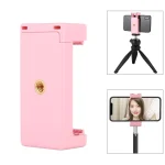 PULUZ Selfie Sticks Tripod Mount Phone Clamp with 1/4 inch Screw Holes & Cold Shoe Base, Clamp Pink, Clamp Black