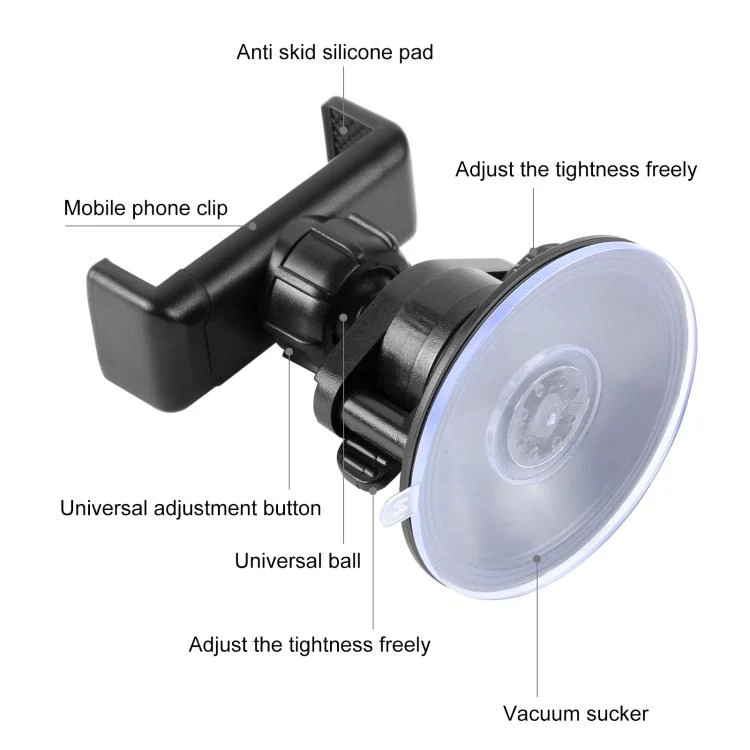 PU537B_2.webp PULUZ 360 Degree Rotating Suction Cup Clamp Holder Bracket For iPhone, Galaxy, Huawei, Xiaomi, Sony, HTC, Google and other Smartphones, Phone Suction Cup Mount - Image 3
