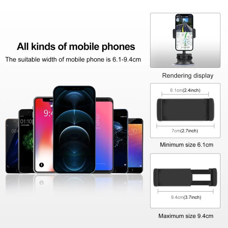 PU537B_4.webp PULUZ 360 Degree Rotating Suction Cup Clamp Holder Bracket For iPhone, Galaxy, Huawei, Xiaomi, Sony, HTC, Google and other Smartphones, Phone Suction Cup Mount - Image 5