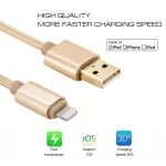 1m Woven Style Metal Head 8 Pin to USB Data Sync Charging Cable for iPhone, iPad - Image 4