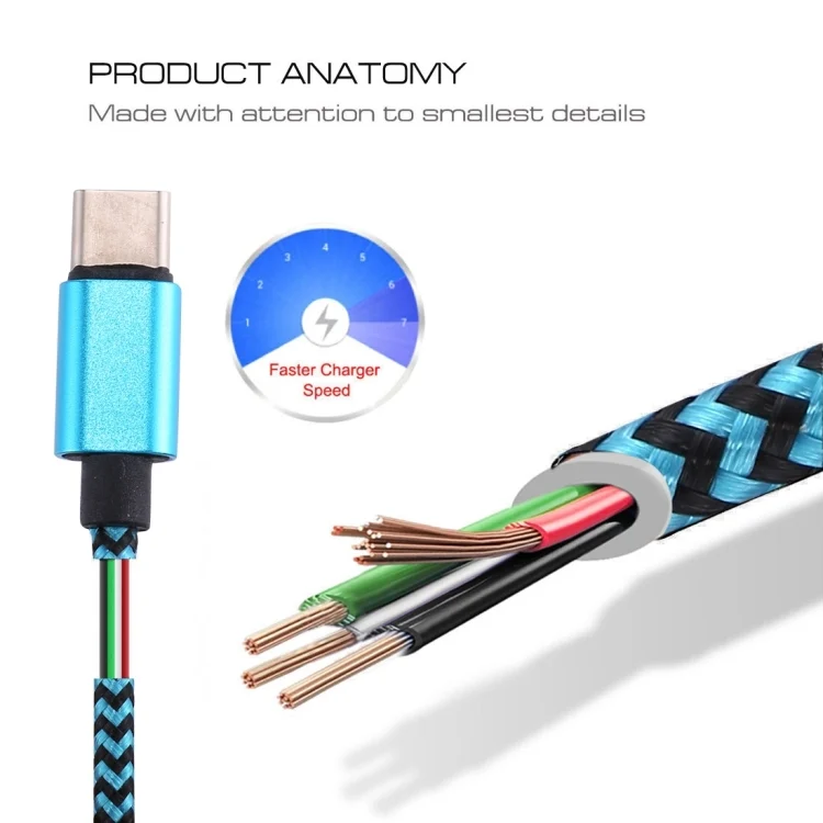 S-MBC-0239L_3.webp 1m Woven Style USB-C / Type-C 3.1 to USB 2.0 Data Sync Charge Cable - Image 5