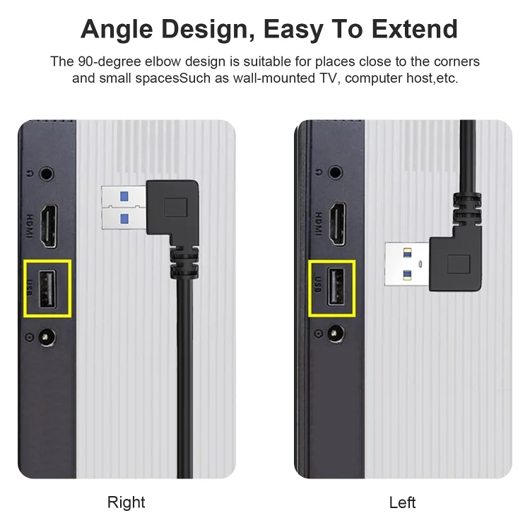 S-PC-0287B_4.webp 1m USB-C / Type-C 3.1 Male to USB 3.0 90 Degree Left Turn Adapter Cable - Image 5