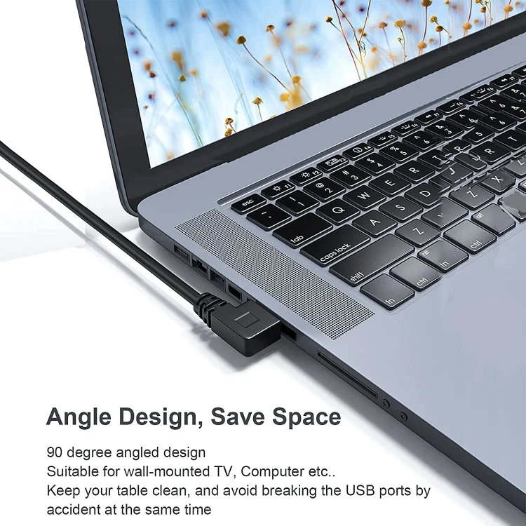 S-PC-0287B_5.webp 1m USB-C / Type-C 3.1 Male to USB 3.0 90 Degree Left Turn Adapter Cable - Image 6
