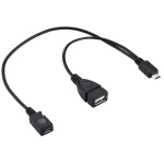 USB 2.0 Micro-B Male to USB 2.0 Micro-B Female Male & USB 2.0 Female Y Splitter OTG Cable, Length: 19 / 30cm