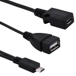 USB 2.0 Micro-B Male to USB 2.0 Micro-B Female Male & USB 2.0 Female Y Splitter OTG Cable, Length: 19 / 30cm - Image 3