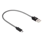 25cm Net Style Metal Head Micro USB to USB 2.0 Data / Charger Cable