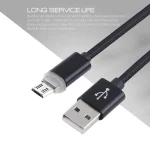 1m Woven Style Micro USB to USB 2.0 Data Sync Cable with LED Indicator Light - Image 3