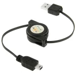 USB Retractable Data & Charger Cable for Motorola V3 / Mobile Phone / MP3 / MP4 / Digital Camera / GPS, Length: 10cm (Can be Extended to 80cm),  Black, USB 2.0 to Mini 5 Pin, USB 1.1 to Mini 5 Pin