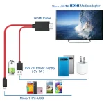 2m Full HD 1080P Micro USB MHL + USB Connector to HDMI Adapter HDTV Adapter Converter Cable - Image 4